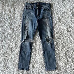 Citizens of Humanity Rocket Crop High Rise Distressed Ankle Jeans Size 28